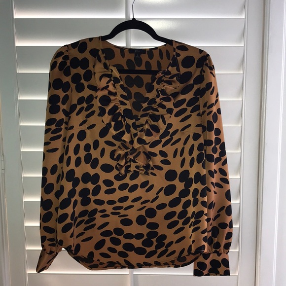 J. Crew Tops - J Crew Cheetah Blouse with ruffle